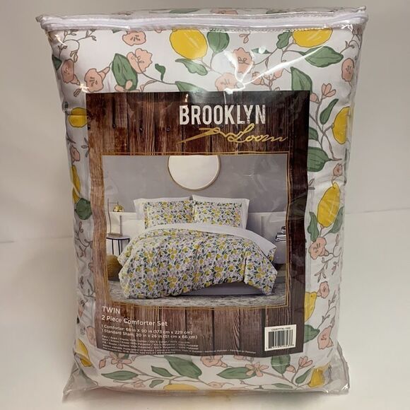 Brooklyn Loom Lemon 🍋 Tree Comforter Set, Twin, Verbena 100% cotton - Picture 6 of 9